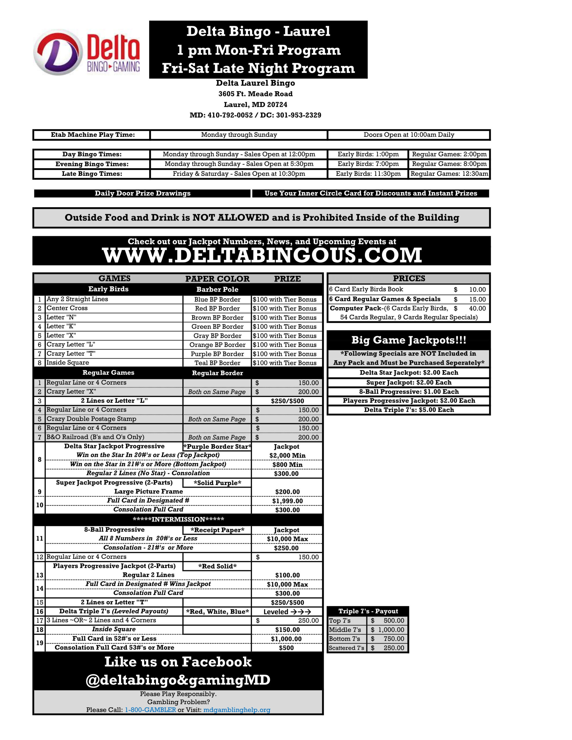 Laurel Bingo Pricing & Programs | Delta Bingo & Gaming US